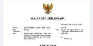 Wali Kota Pekanbaru Keluarkan Surat Edaran, ASN Dilarang ke Luar Daerah wali-kota-pekanbaru-keluarkan-surat-edaran,-asn-dilarang-ke-luar-daerah